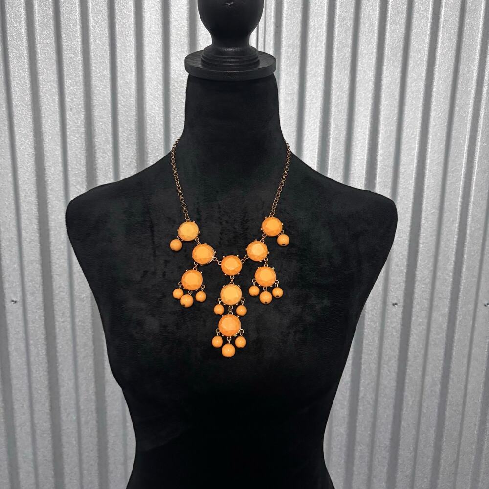 Bold Orange Statement Necklace Chunky Faceted Beads VTG
 Insp Costume Jewelry‎